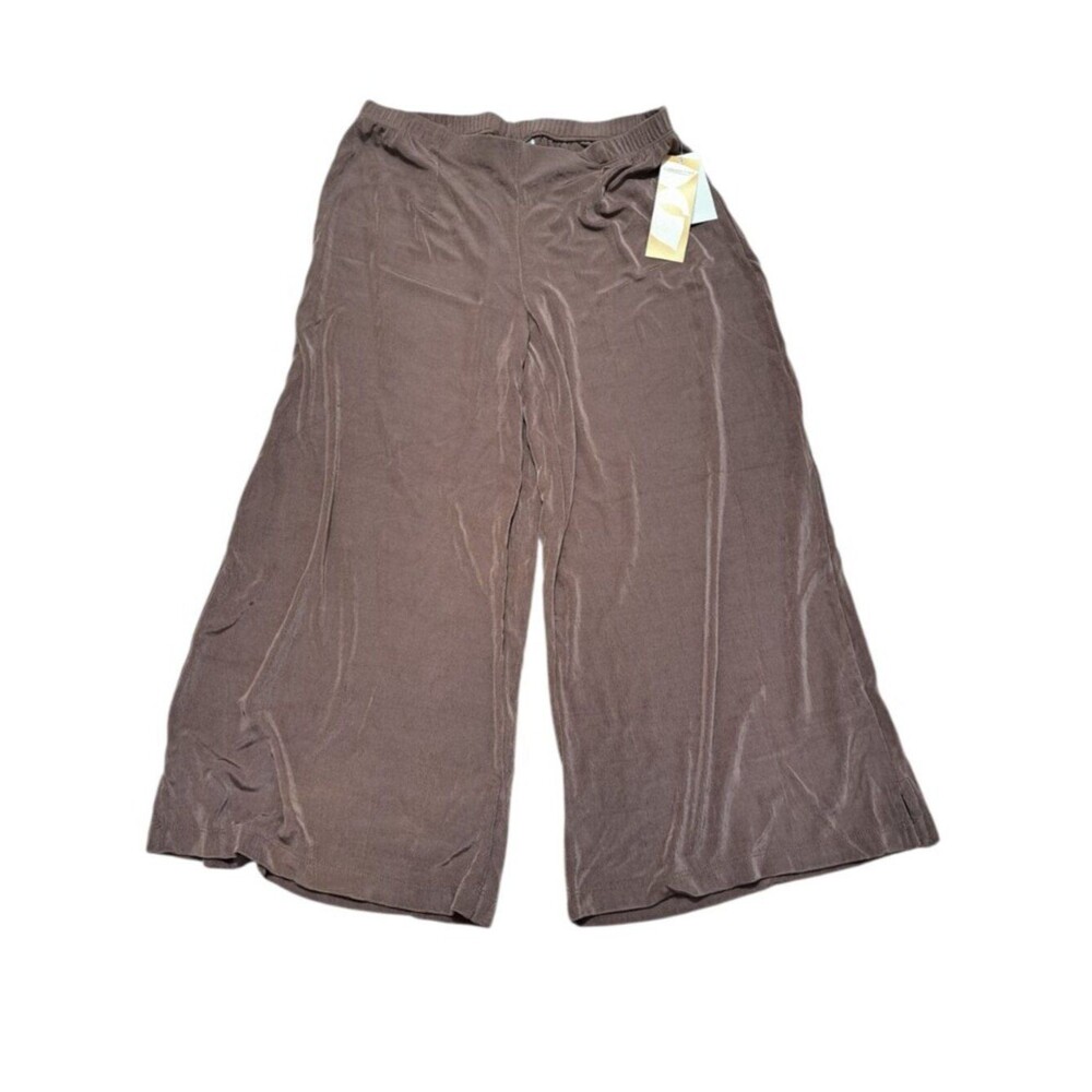 Coldwater Creek Women's Caramel Wide Leg Crop Travel Vacation Pants Sz S Petite